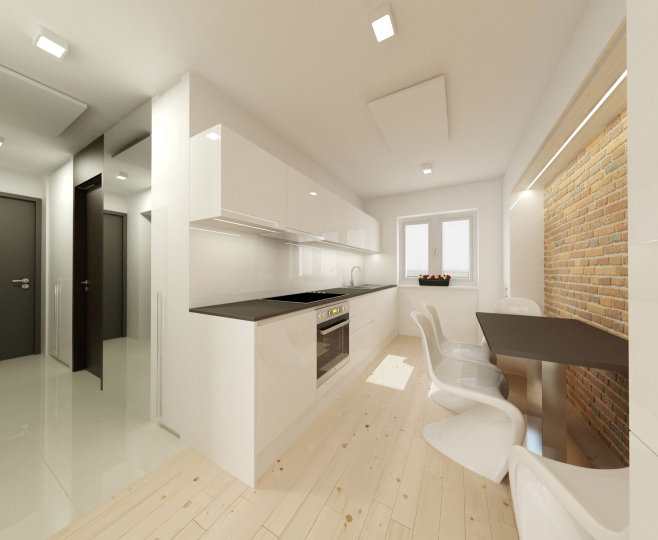 návrh interiéru bytu - kuchyňa a jedáleň