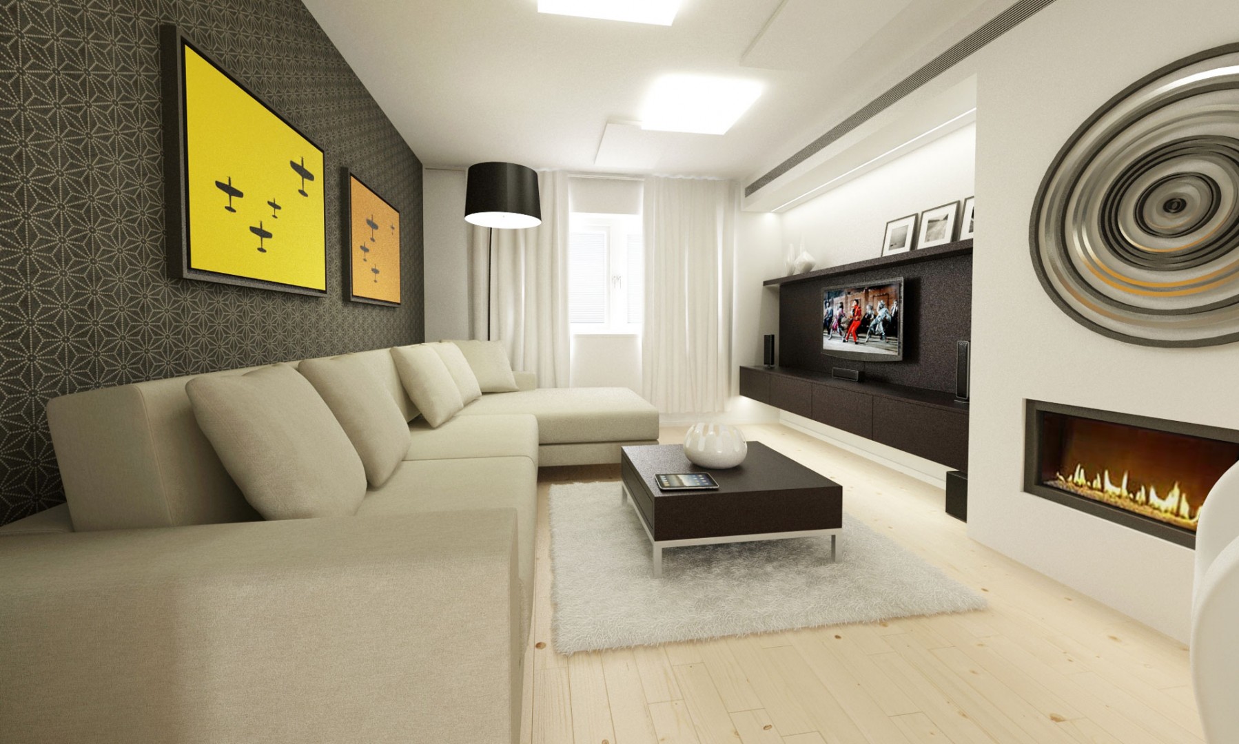 návrh interiéru bytu - obývačka